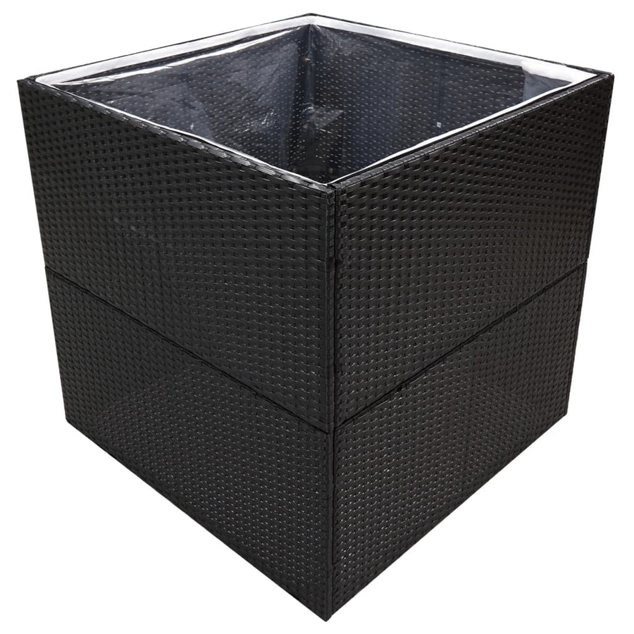 Plantenbak Poly Rattan 80 x 80 x 80 cm Zwart