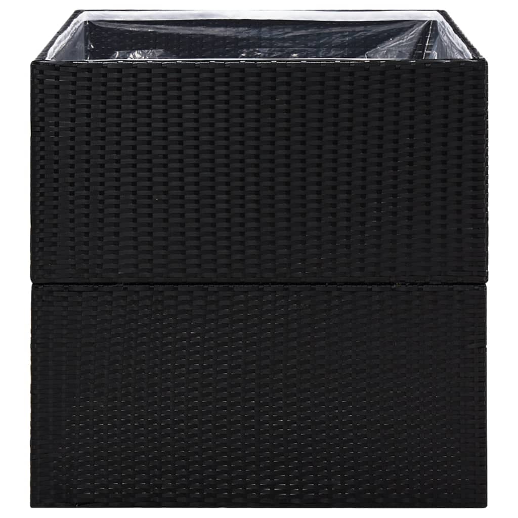 Plantenbak Poly Rattan 80 x 80 x 80 cm Zwart