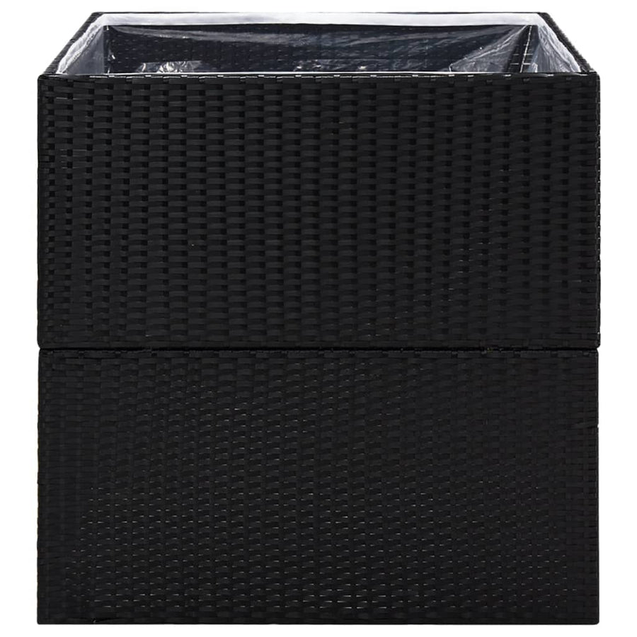Plantenbak Poly Rattan 80 x 80 x 80 cm Zwart