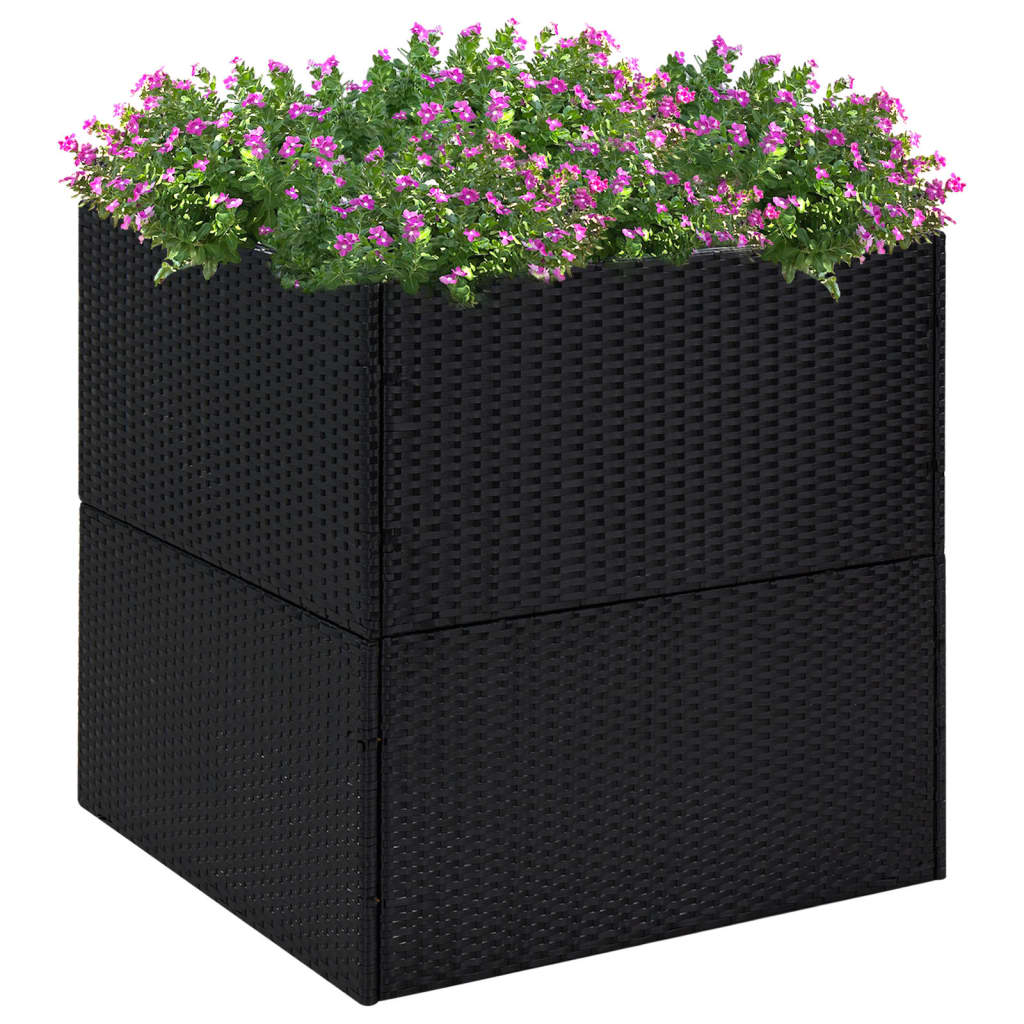 Plantenbak Poly Rattan 80 x 80 x 80 cm Zwart