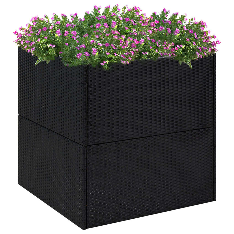 Plantenbak Poly Rattan 80 x 80 x 80 cm Zwart