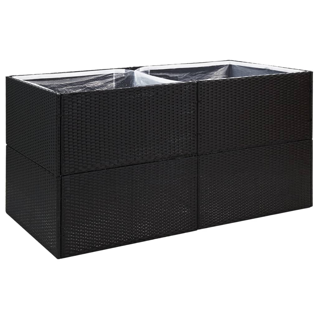 Plantenbak Poly Rattan 157 x 80 x 80 cm Zwart