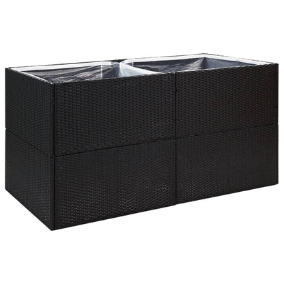 Plantenbak Poly Rattan 157 x 80 x 80 cm Zwart