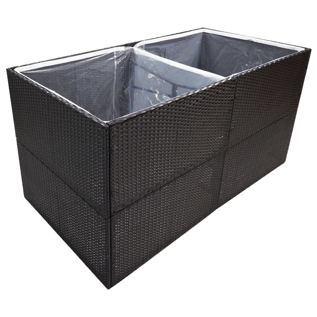 Plantenbak Poly Rattan 157 x 80 x 80 cm Zwart