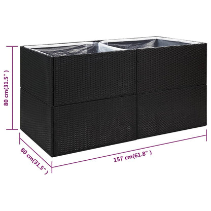 Plantenbak Poly Rattan 157 x 80 x 80 cm Zwart