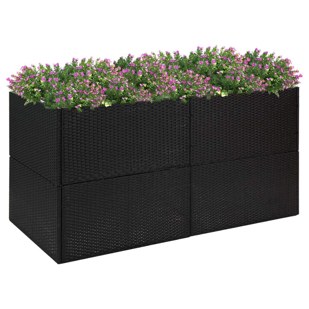 Plantenbak Poly Rattan 157 x 80 x 80 cm Zwart