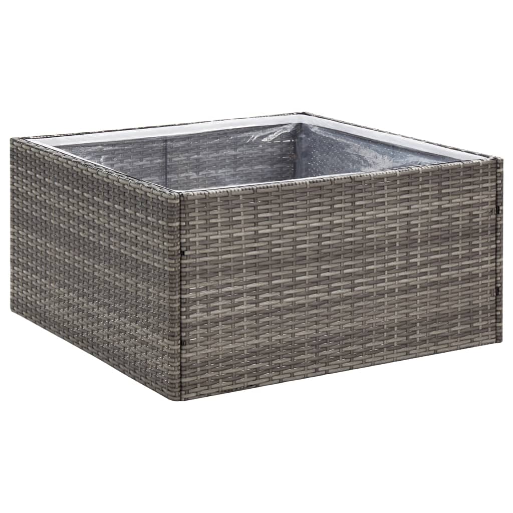 Plantenbak Poly Rattan 80 x 80 x 40 cm Grijs