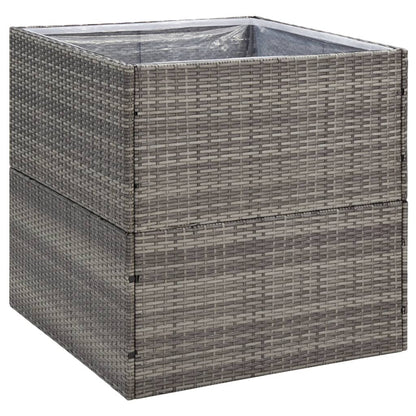 Plantenbak Poly Rattan 80 x 80 x 80 cm Grijs
