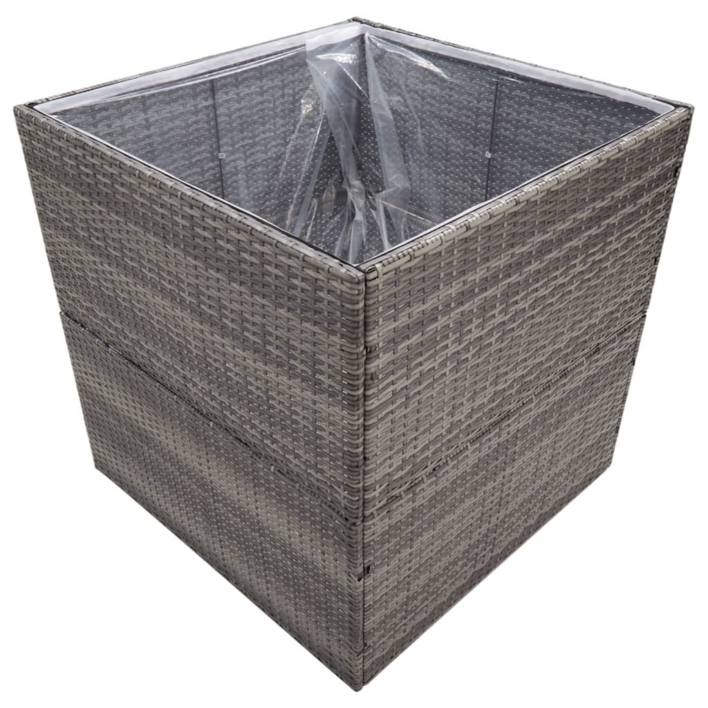 Plantenbak Poly Rattan 80 x 80 x 80 cm Grijs