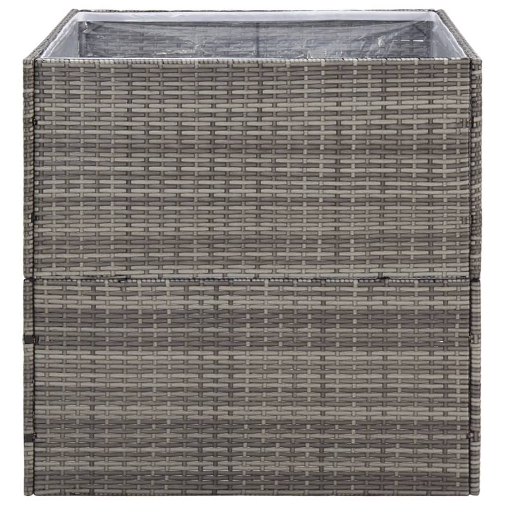 Plantenbak Poly Rattan 80 x 80 x 80 cm Grijs