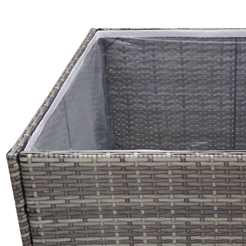 Plantenbak Poly Rattan 80 x 80 x 80 cm Grijs