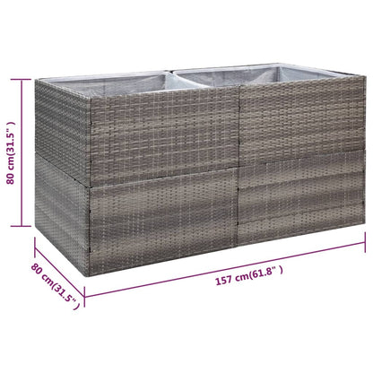 Plantenbak Poly Rattan 157 x 80 x 80 cm Grijs
