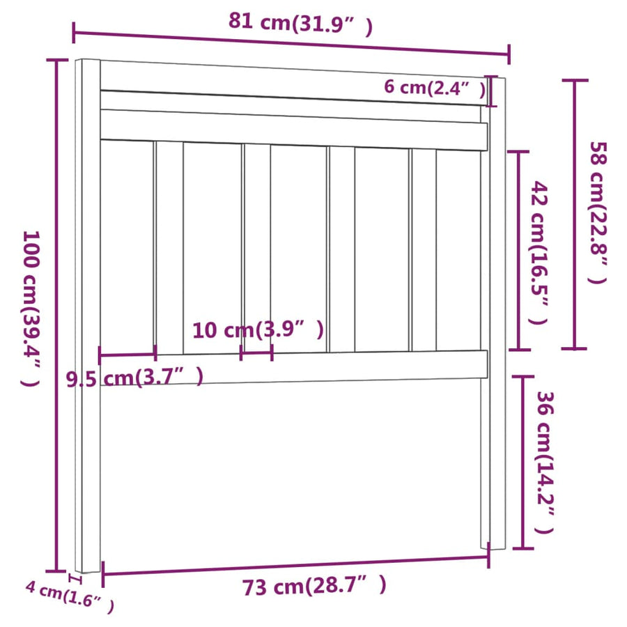 Hoofdbord 8X4X00 Cm Massief Grenenhout 81 x 100 cm Grijs