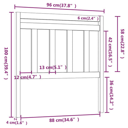 Hoofdbord 96X4X00 Cm Massief Grenenhout 96 x 100 cm Zwart