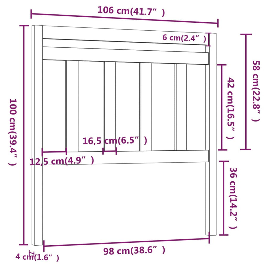 Hoofdbord 06X4X00 Cm Massief Grenenhout 106 x 100 cm Naturel