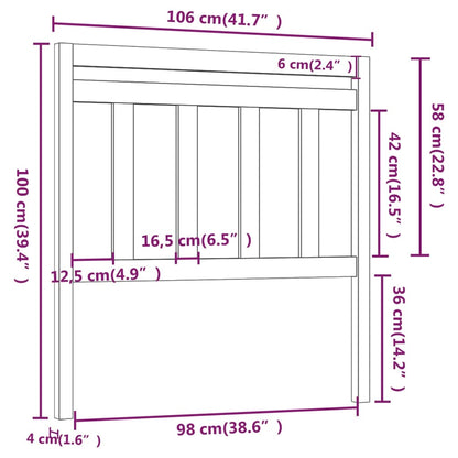 Hoofdbord 06X4X00 Cm Massief Grenenhout 106 x 100 cm Grijs