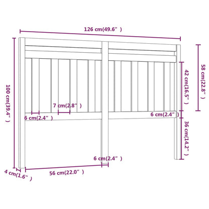 Hoofdbord 26X4X00 Cm Massief Grenenhout 126 x 100 cm Honingbruin