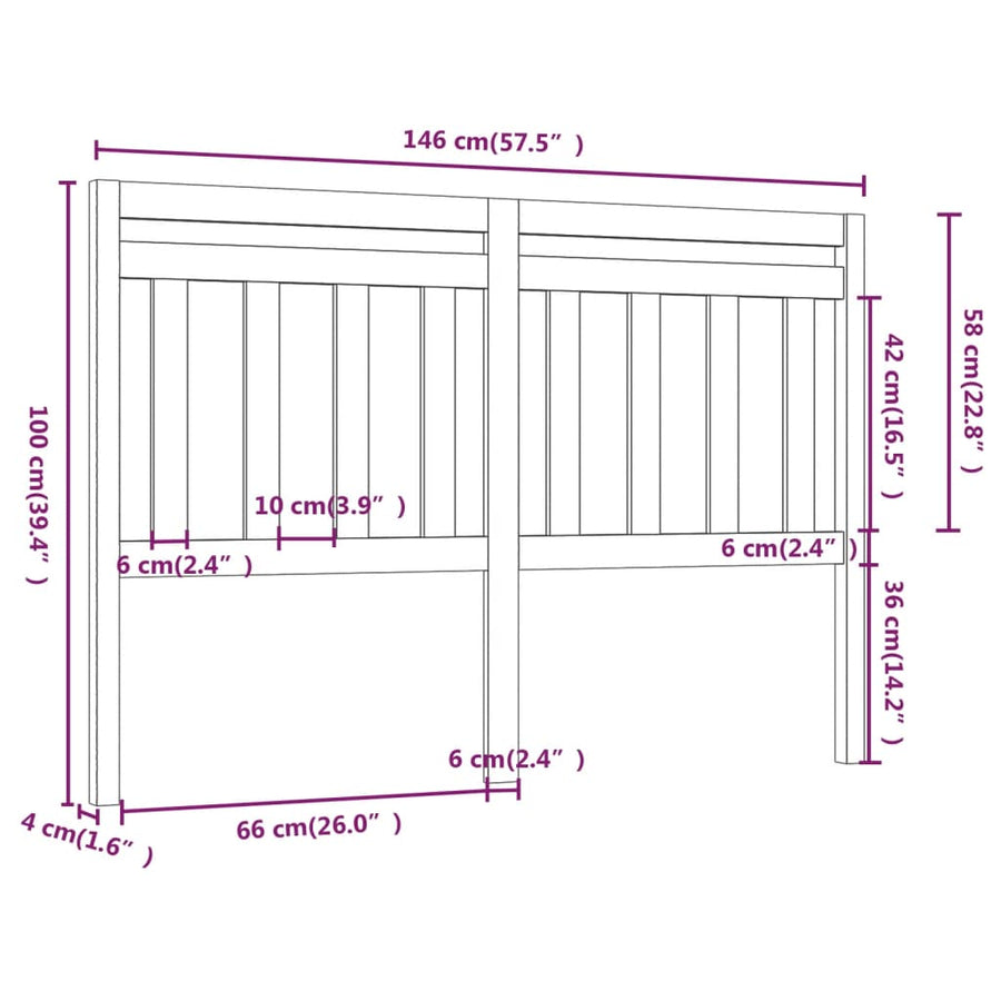 Hoofdbord 46X4X00 Cm Massief Grenenhout 146 x 100 cm Naturel