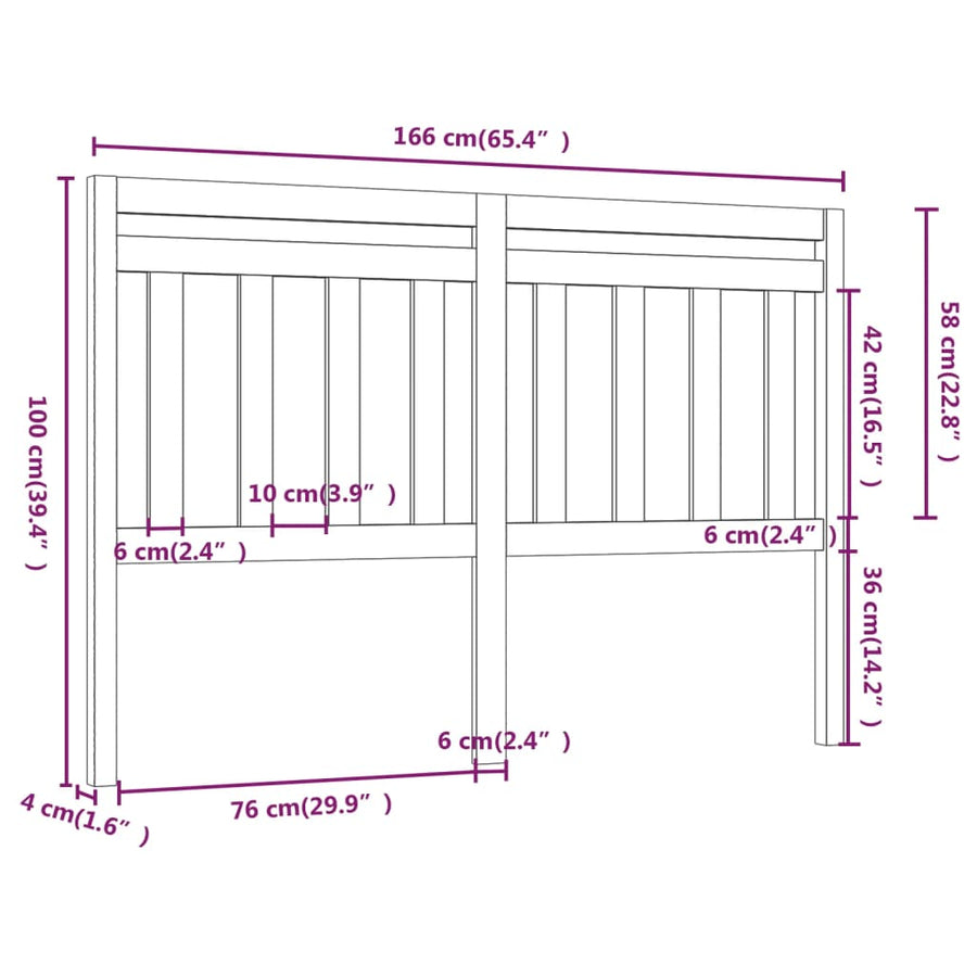 Hoofdbord 66X4X00 Cm Massief Grenenhout 166 x 100 cm Naturel