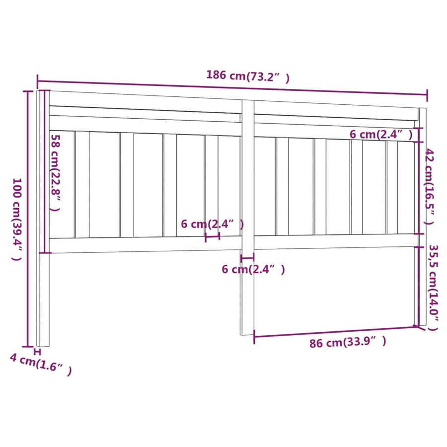Hoofdbord 86X4X00 Cm Massief Grenenhout 186 x 100 cm Naturel