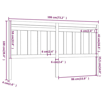 Hoofdbord 186x4x100 cm massief grenenhout wit