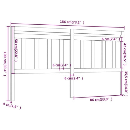 Hoofdbord 86X4X00 Cm Massief Grenenhout 186 x 100 cm Grijs
