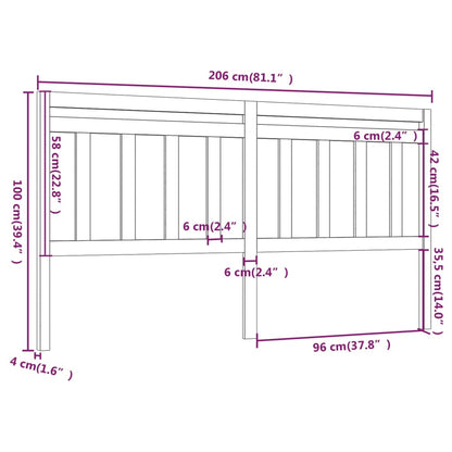 Hoofdbord 206X4X00 Cm Massief Grenenhout 206 x 100 cm Honingbruin