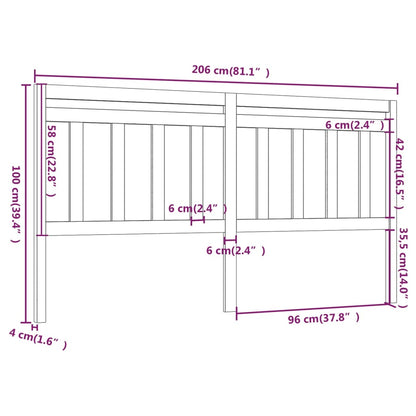 Hoofdbord 206X4X00 Cm Massief Grenenhout 206 x 100 cm Zwart