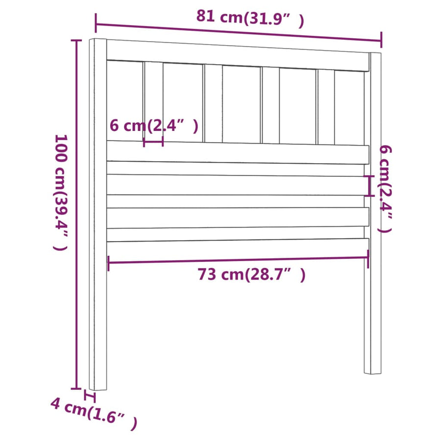 Hoofdbord 8X4X00 Cm Massief Grenenhout 81 x 100 cm Honingbruin