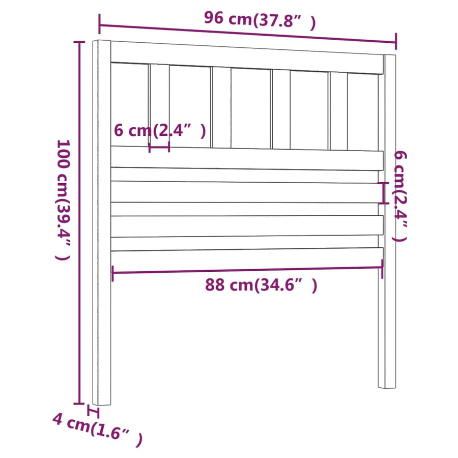 Hoofdbord 96X4X00 Cm Massief Grenenhout 96 x 100 cm Naturel