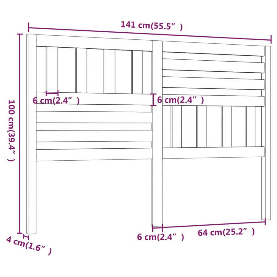 Hoofdbord 4X4X00 Cm Massief Grenenhout 141 x 100 cm Honingbruin