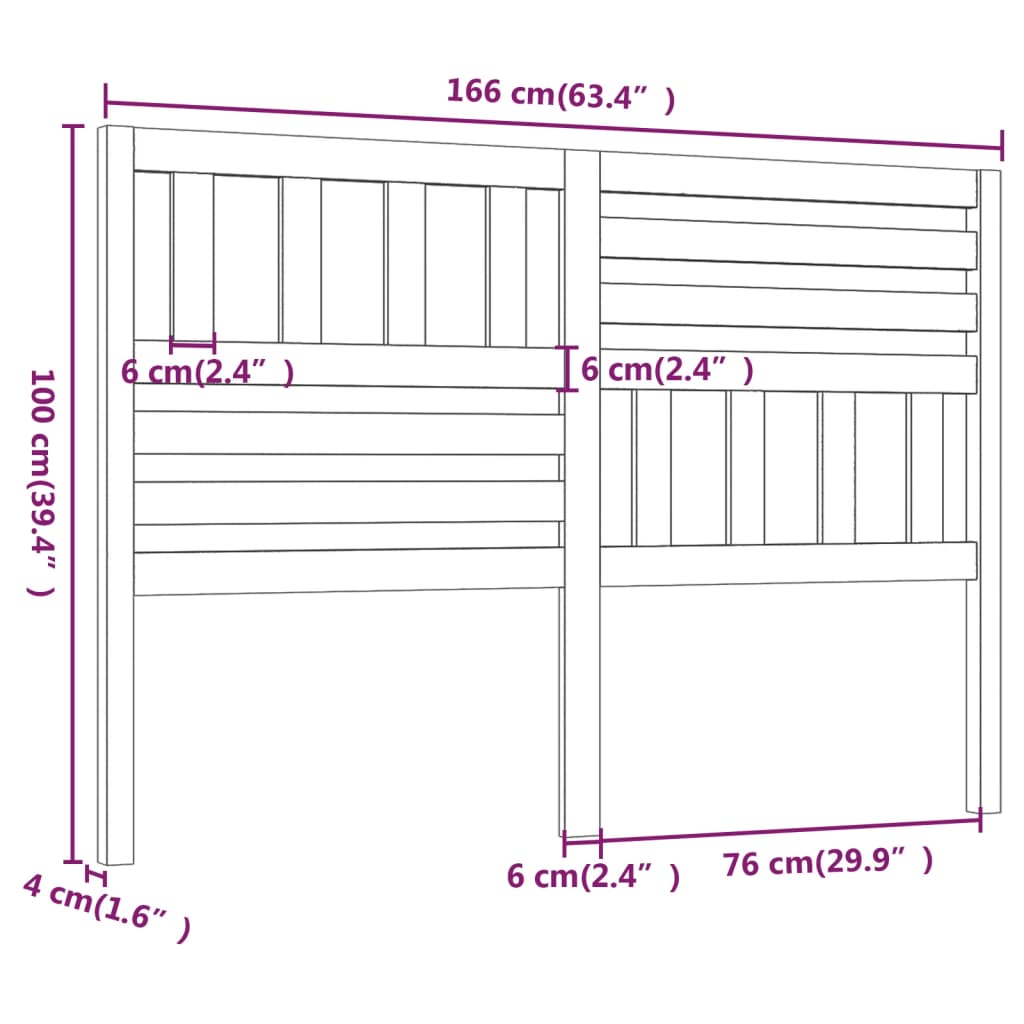 Hoofdbord 66X4X00 Cm Massief Grenenhout 166 x 100 cm Honingbruin