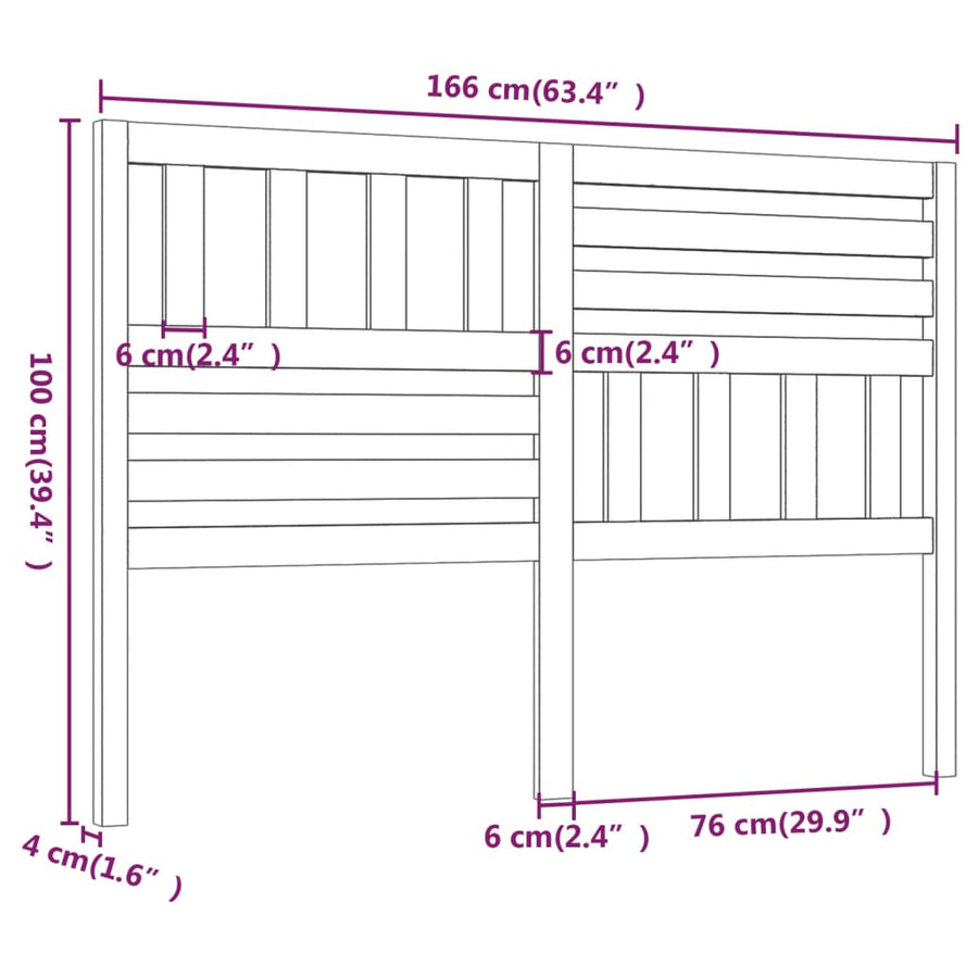 Hoofdbord 66X4X00 Cm Massief Grenenhout 166 x 100 cm Honingbruin