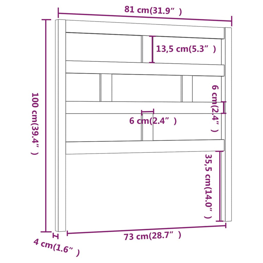 Hoofdbord 8X4X00 Cm Massief Grenenhout 81 x 100 cm Wit