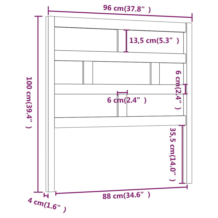 Hoofdbord 96X4X00 Cm Massief Grenenhout 96 x 100 cm Naturel
