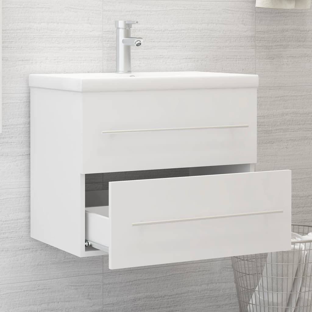 Wastafelkast Met Ingebouwde Wastafel Spaanplaat Wit 60 x 38.5 x 48 cm zonder kraan