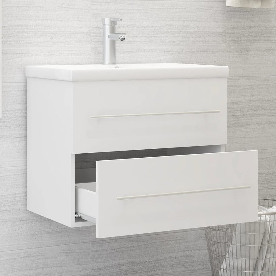 Wastafelkast Met Ingebouwde Wastafel Spaanplaat Wit 60 x 38.5 x 48 cm zonder kraan
