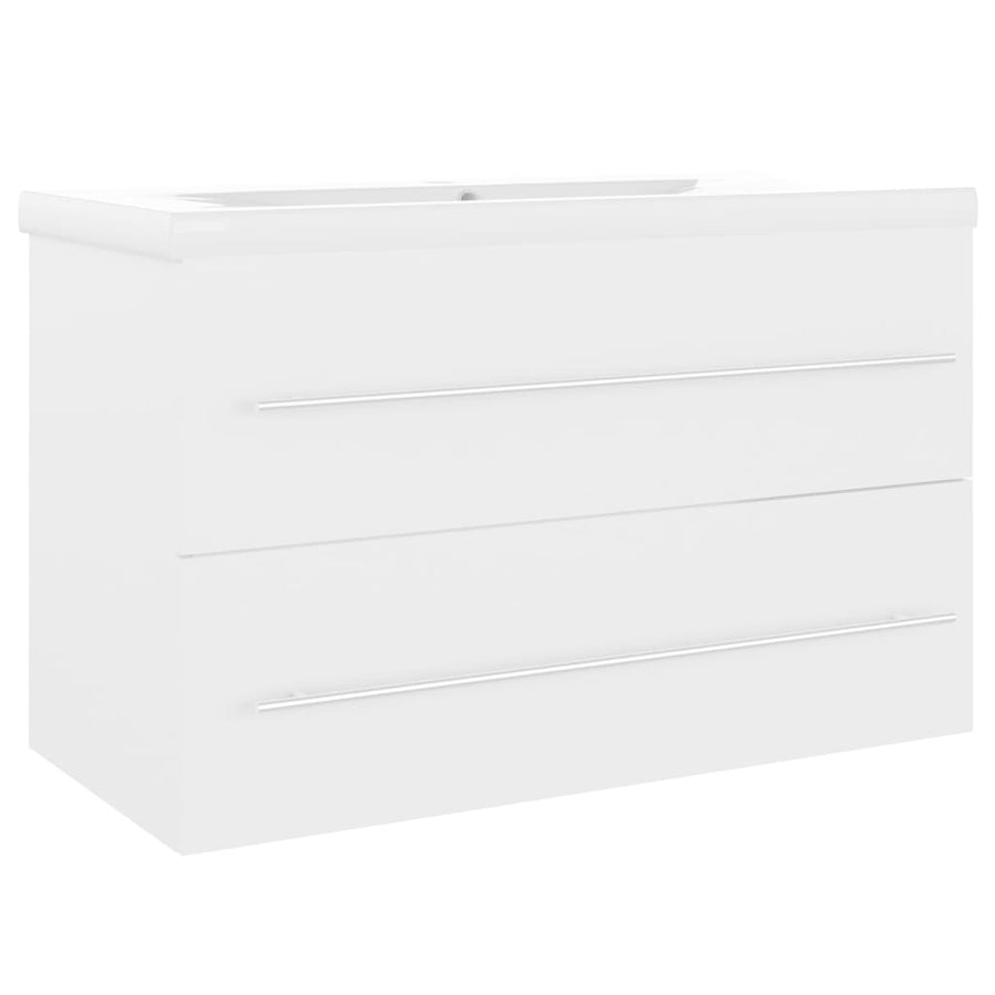 Wastafelkast met ingebouwde wastafel spaanplaat wit