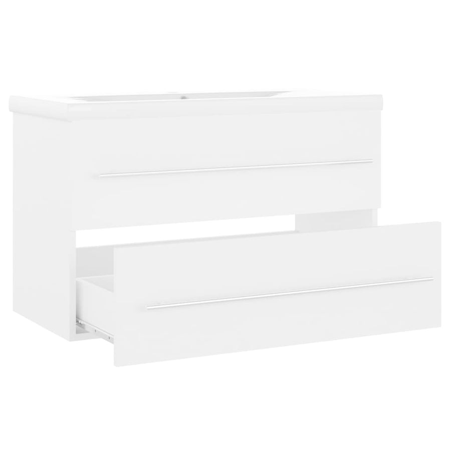Wastafelkast met ingebouwde wastafel spaanplaat wit