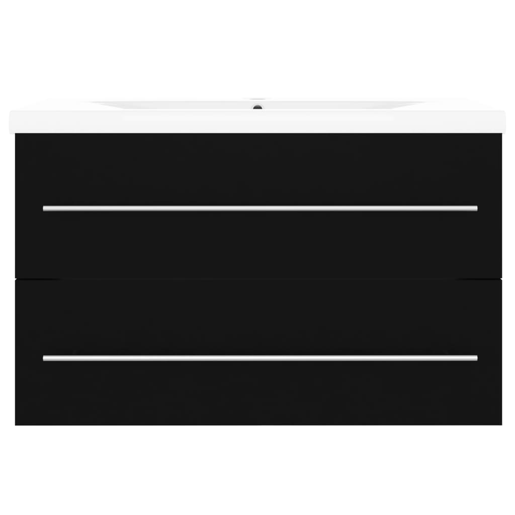 Wastafelkast met ingebouwde wastafel spaanplaat zwart