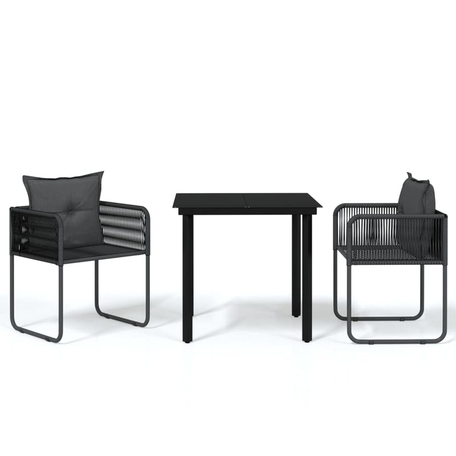 -Delige Tuinset Zwart 3 80 cm tafellengte