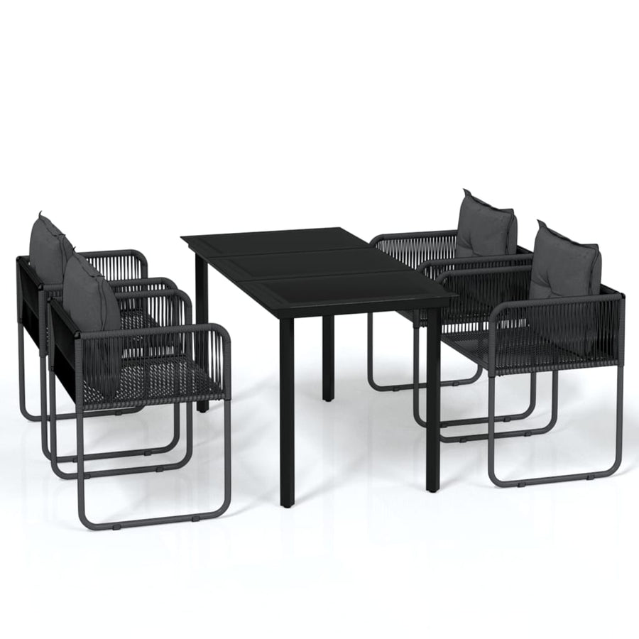-Delige Tuinset Zwart 5 140 cm tafellengte