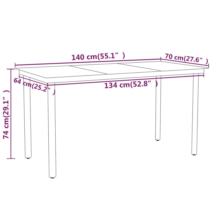 -Delige Tuinset Zwart 5 140 cm tafellengte