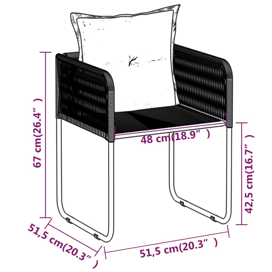 -Delige Tuinset Zwart 5 140 cm tafellengte
