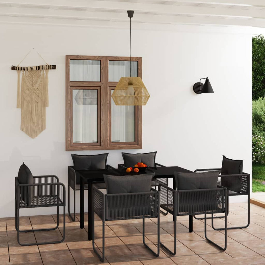 -Delige Tuinset Zwart 7 140 cm tafellengte