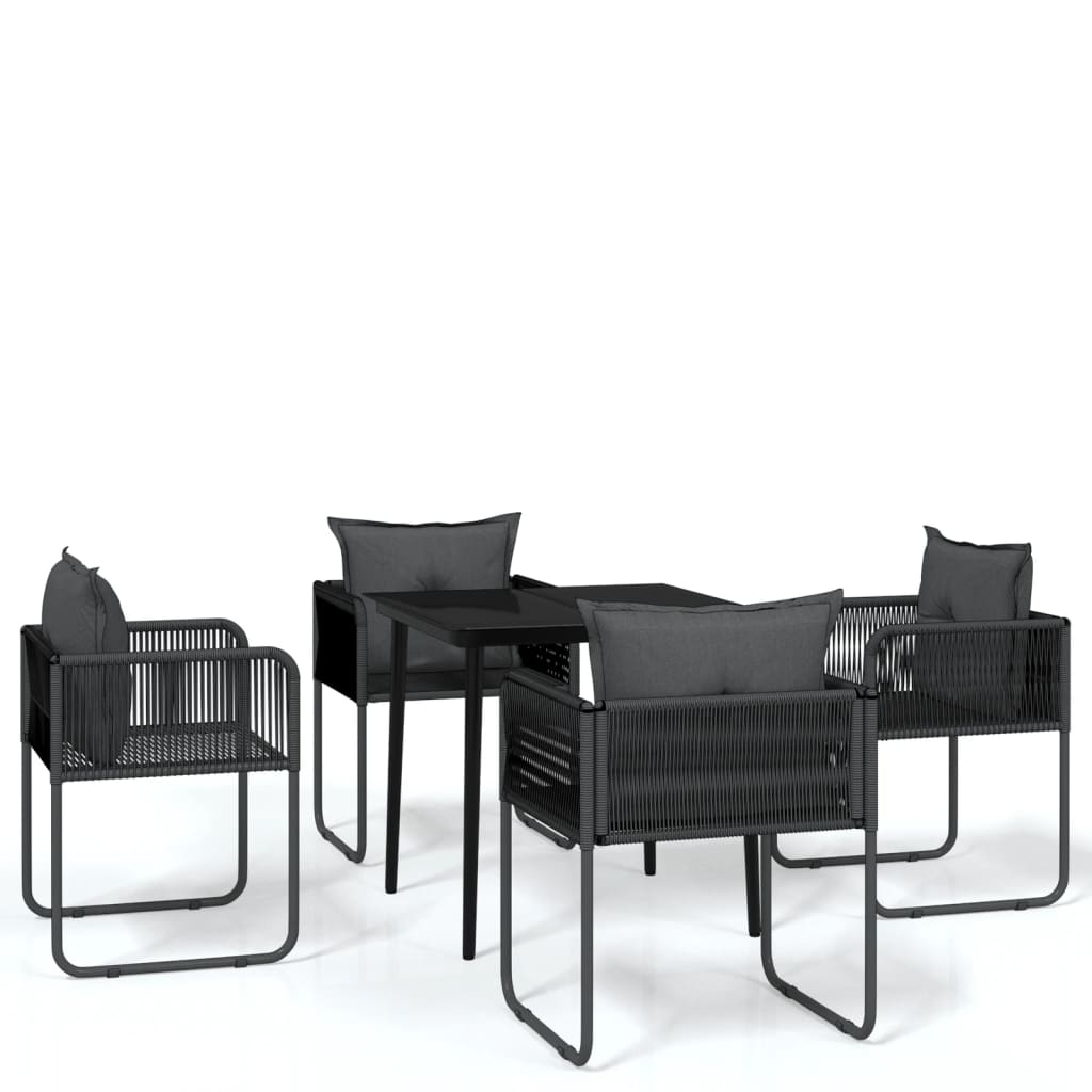 -Delige Tuinset Zwart 5 80 cm tafellengte