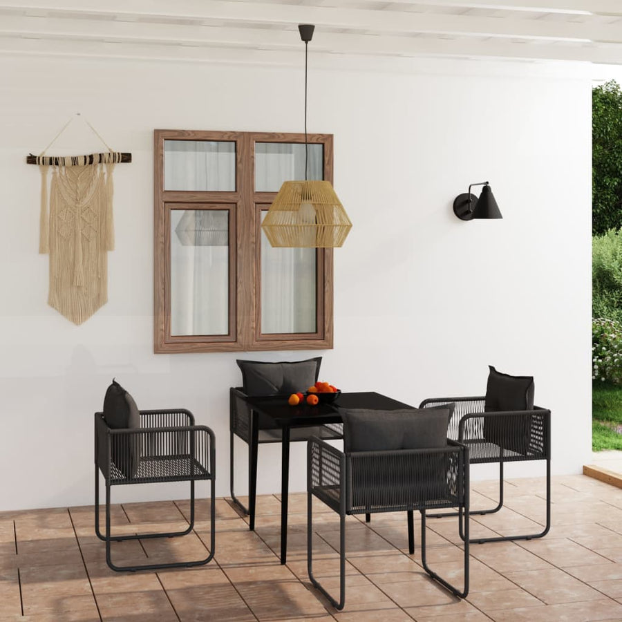 -Delige Tuinset Zwart 5 80 cm tafellengte