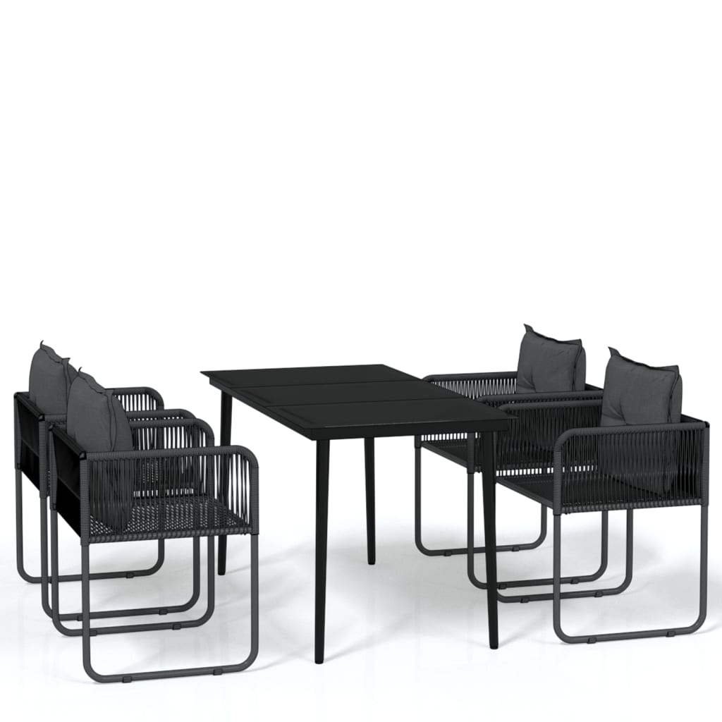 -Delige Tuinset Zwart 5 140 cm tafellengte