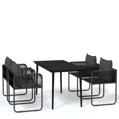 -Delige Tuinset Zwart 5 140 cm tafellengte