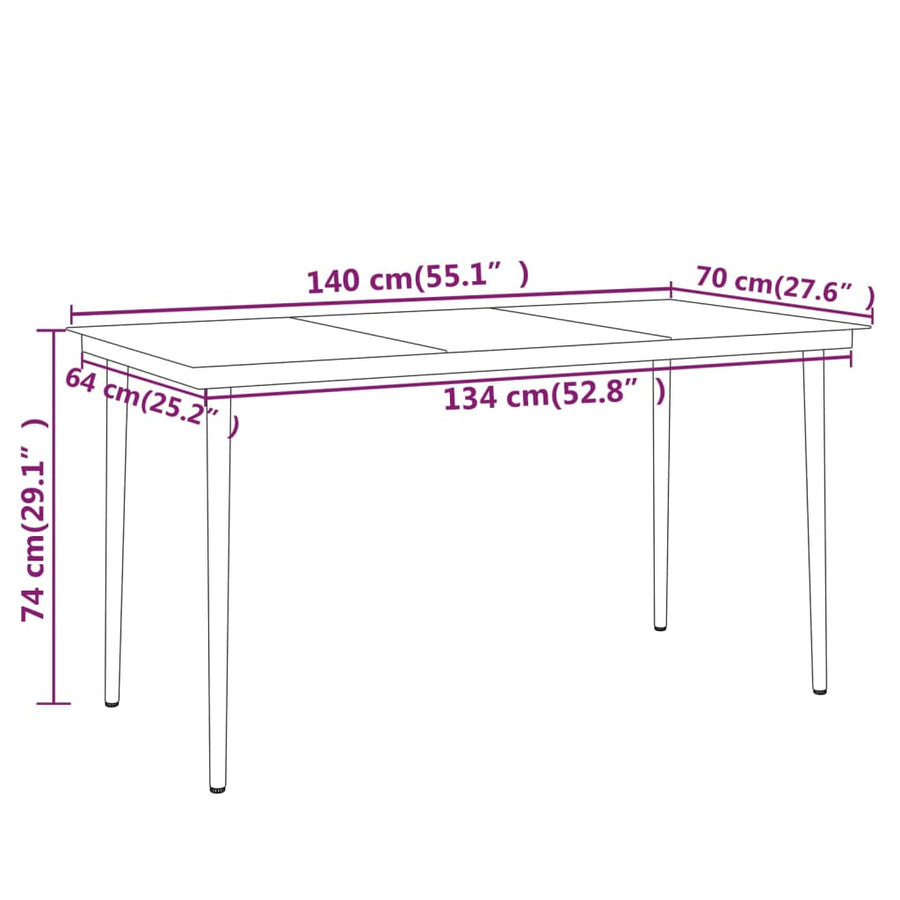 -Delige Tuinset Zwart 5 140 cm tafellengte
